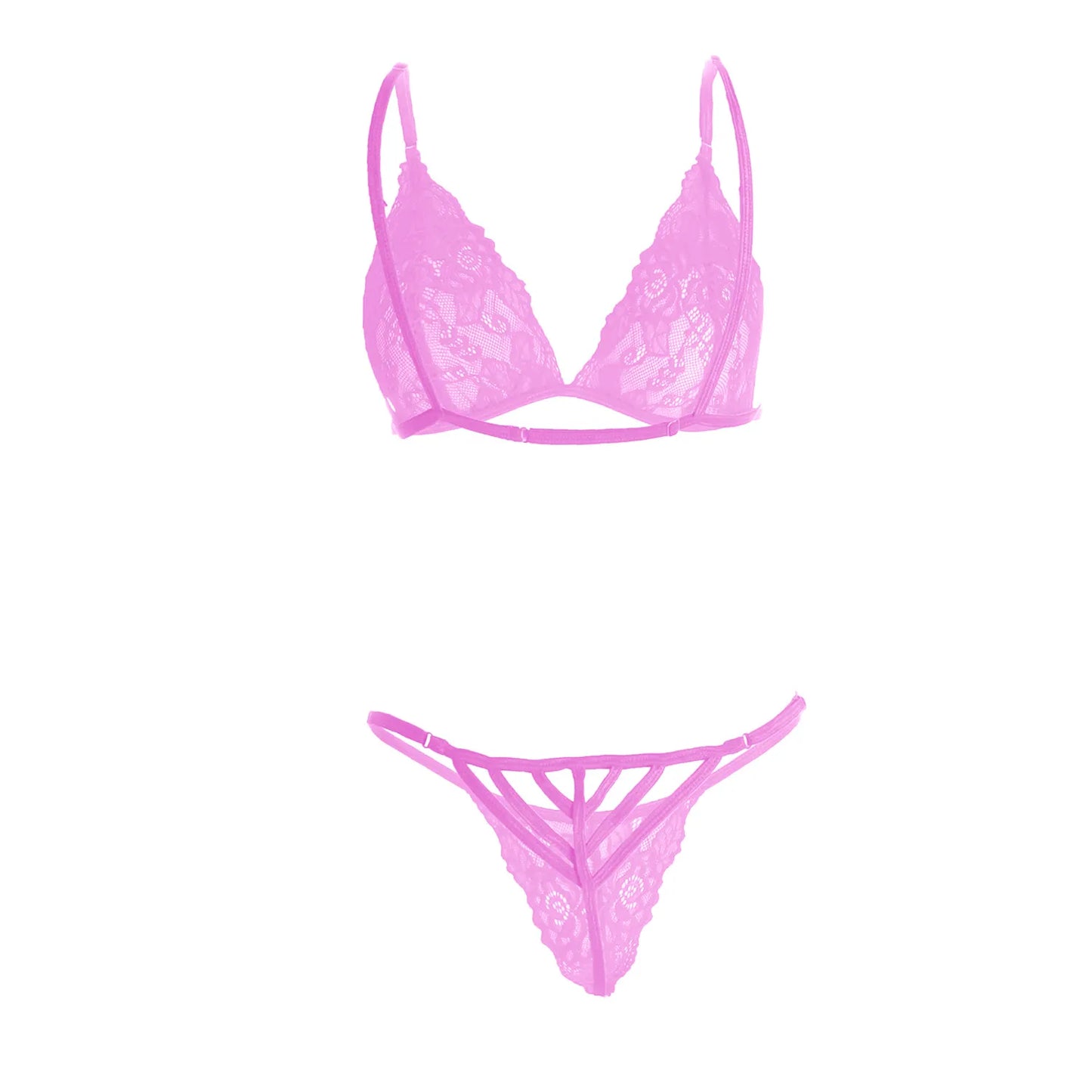 Premium Women’s Minimalist Floral Lace Triangle Bralette & G-String Set – Elegant Two-Piece Lingerie Ensemble with Scalloped Eyelash Trim