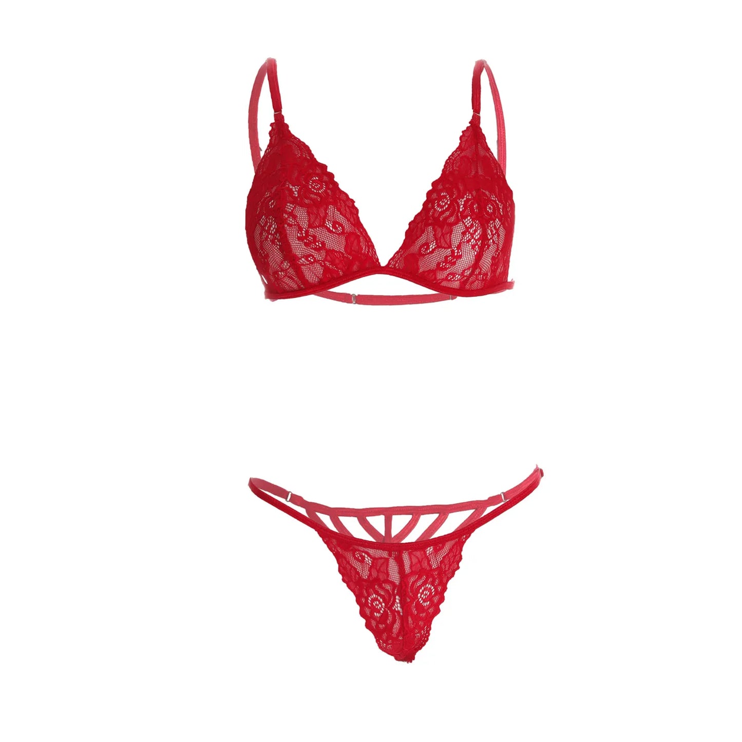 Premium Women’s Minimalist Floral Lace Triangle Bralette & G-String Set – Elegant Two-Piece Lingerie Ensemble with Scalloped Eyelash Trim