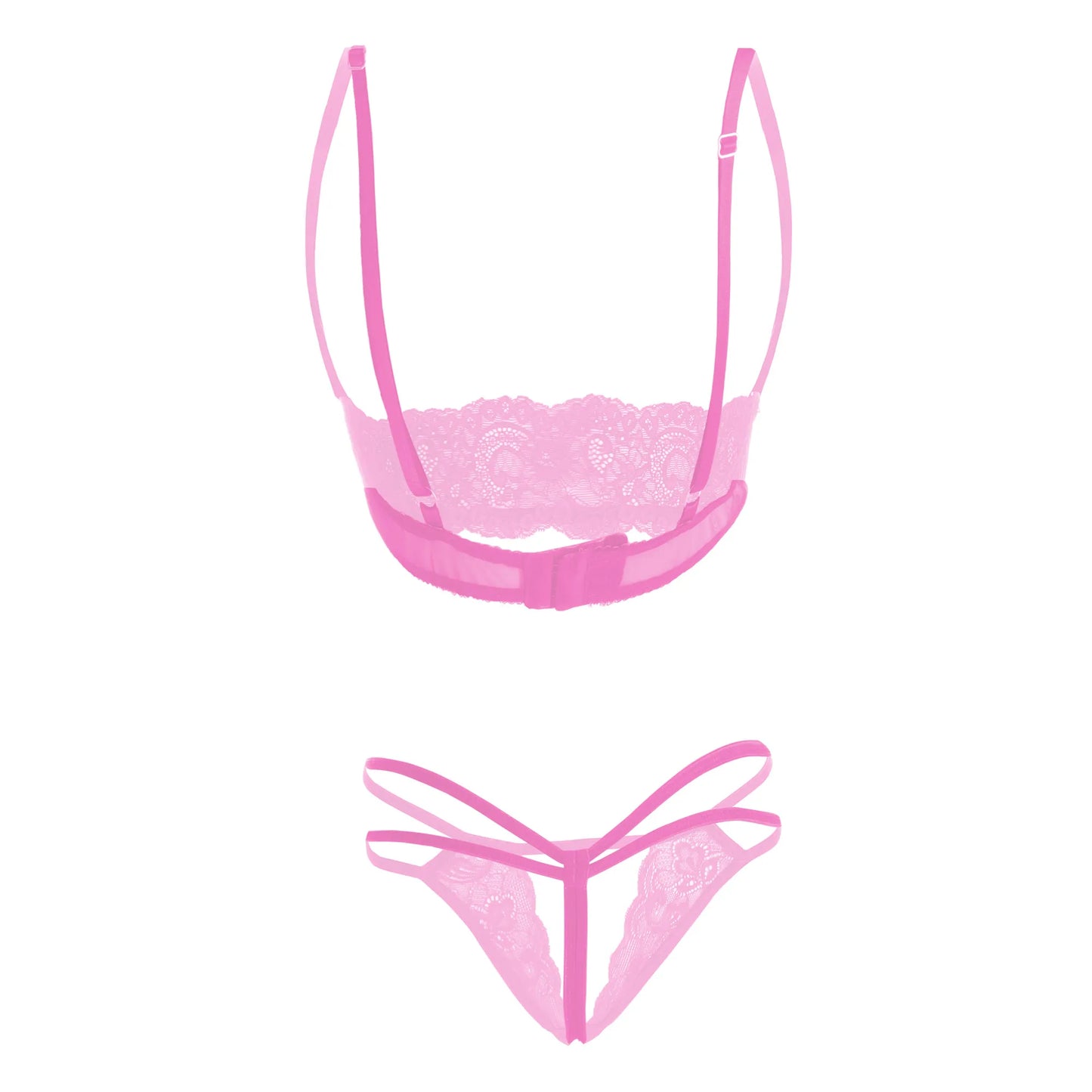 Premium Women’s Floral Lace Shelf Bralette & Multi-Strap Thong Set – Elegant Two-Piece Lingerie Ensemble with Quarter-Cup Design