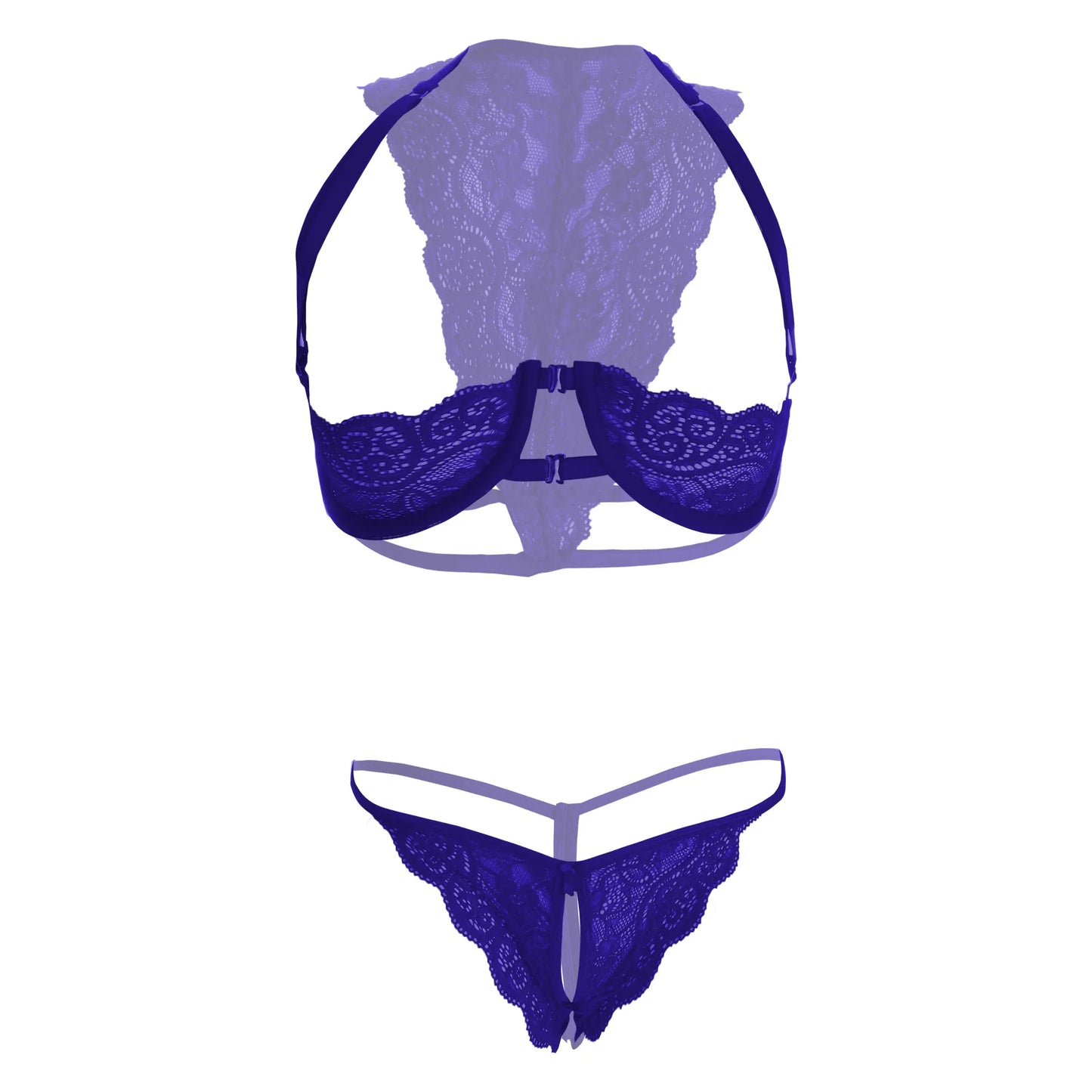 Premium Women’s Floral Lace Demi-Shelf Bralette & Thong Set – Sophisticated Two-Piece Lingerie Ensemble with Underwire Support & Scalloped Embroidery