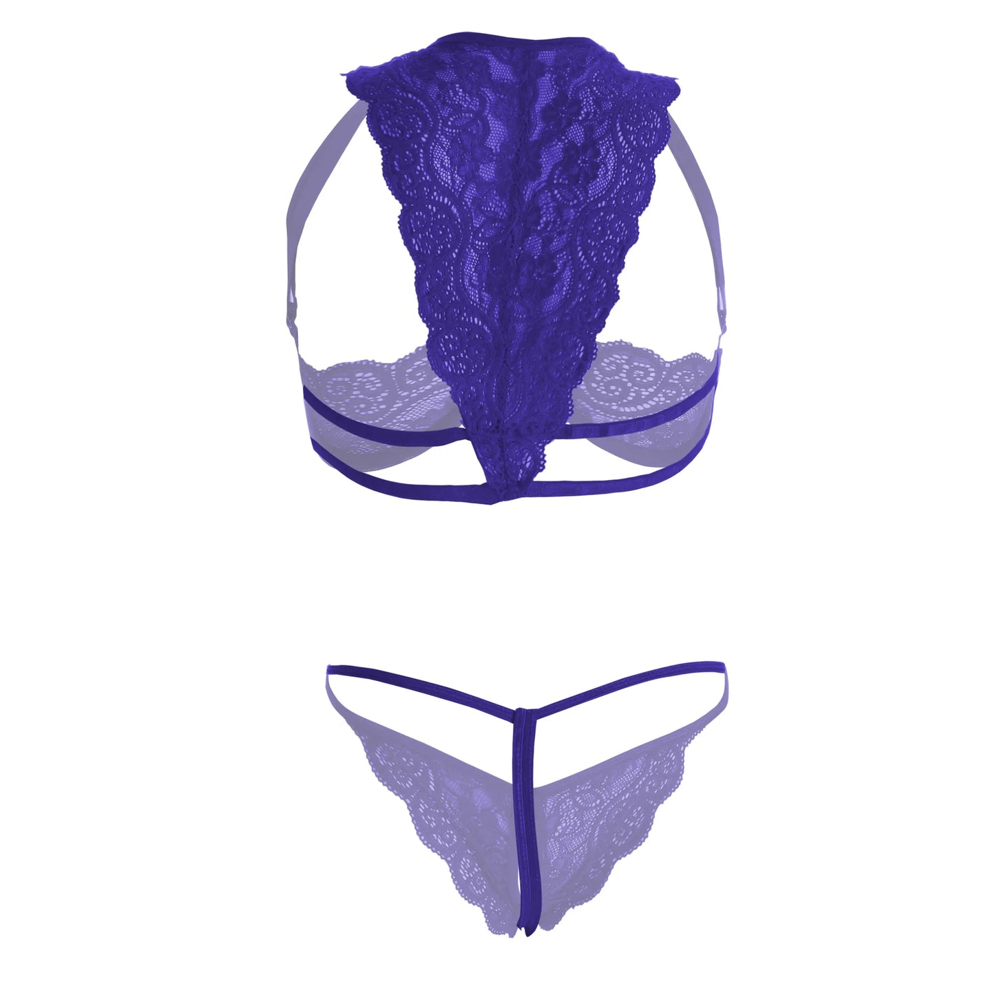 Premium Women’s Floral Lace Demi-Shelf Bralette & Thong Set – Sophisticated Two-Piece Lingerie Ensemble with Underwire Support & Scalloped Embroidery