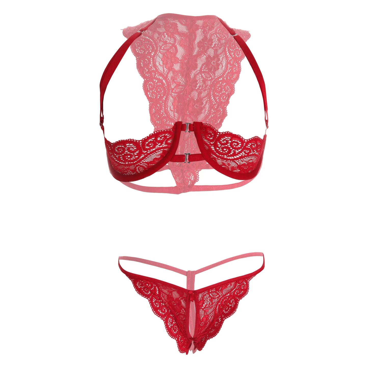 Premium Women’s Floral Lace Demi-Shelf Bralette & Thong Set – Sophisticated Two-Piece Lingerie Ensemble with Underwire Support & Scalloped Embroidery