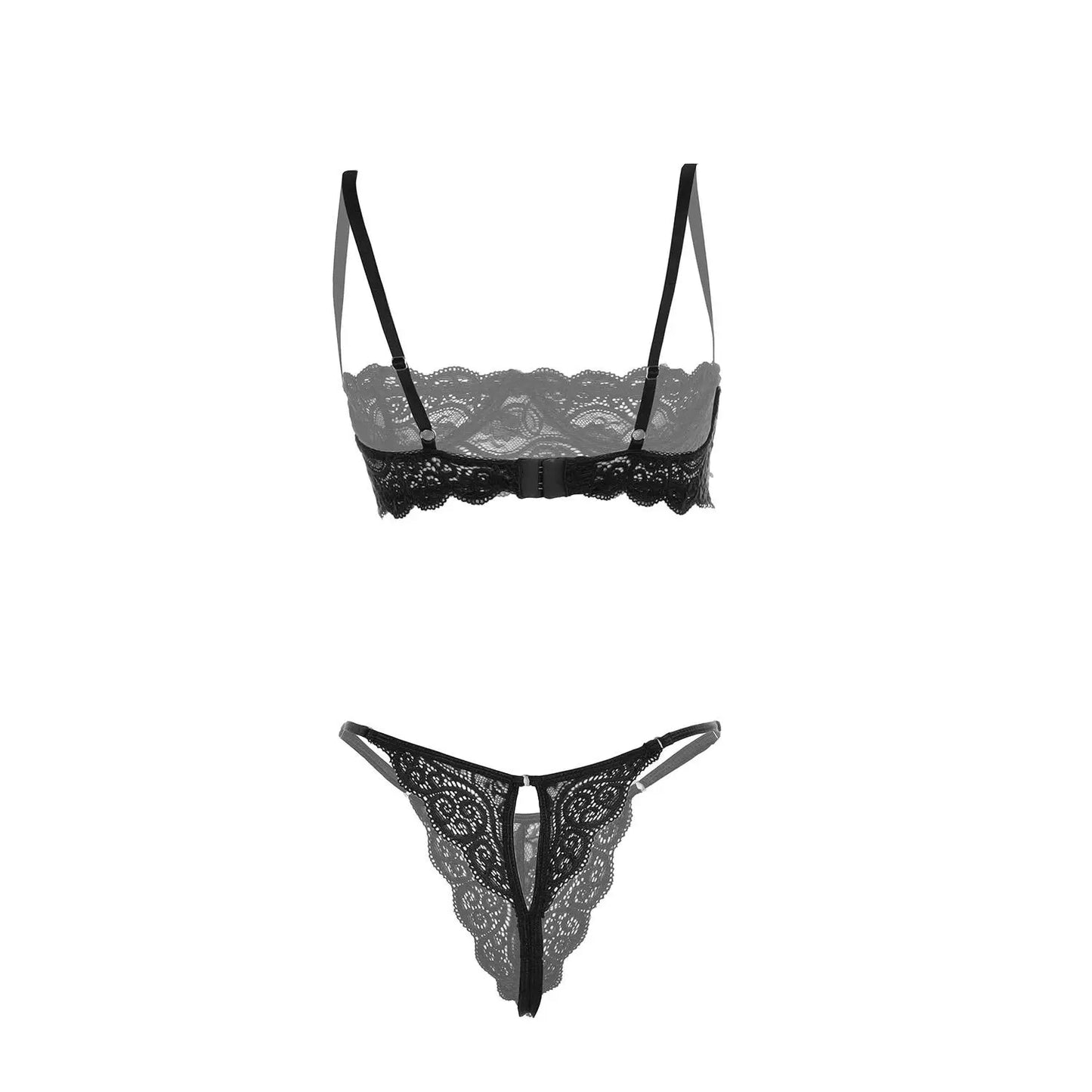 Premium Women’s Floral Lace Underwire Shelf Bralette & Minimalist Thong Set – Sophisticated Two-Piece Lingerie Ensemble with Scalloped Embroidery