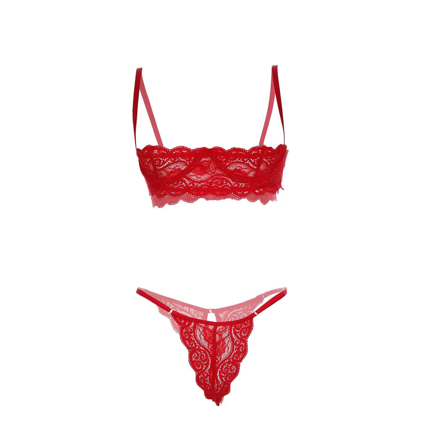 Premium Women’s Floral Lace Underwire Shelf Bralette & Minimalist Thong Set – Sophisticated Two-Piece Lingerie Ensemble with Scalloped Embroidery