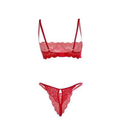 Premium Women’s Floral Lace Underwire Shelf Bralette & Minimalist Thong Set – Sophisticated Two-Piece Lingerie Ensemble with Scalloped Embroidery