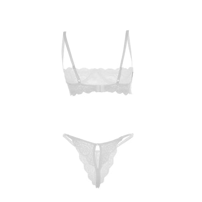 Premium Women’s Floral Lace Underwire Shelf Bralette & Minimalist Thong Set – Sophisticated Two-Piece Lingerie Ensemble with Scalloped Embroidery