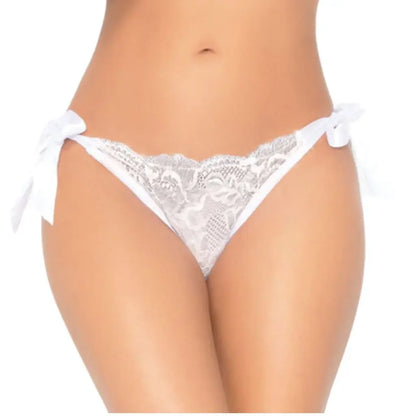Women’s Lace Tie-Side Open Back Thong Panty – Soft Stretch Sexy Lingerie Bottomwear