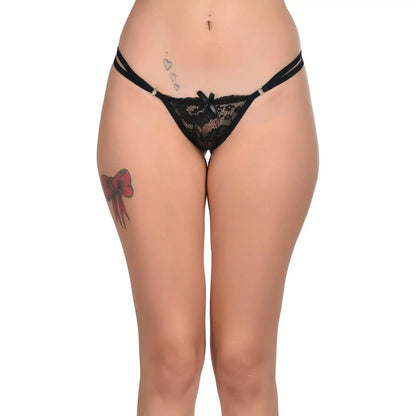 Women’s Floral Lace Adjustable Thong – Elegant Low-Rise Minimalist Intimate Bottomwear
