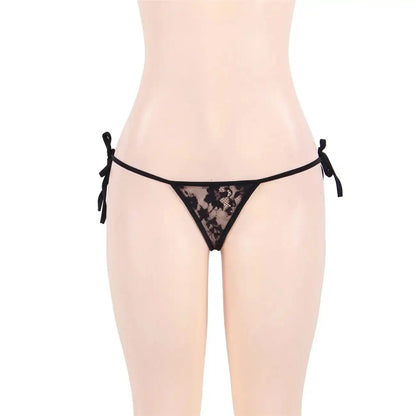 Women’s Tie-Side Floral Lace Thong – Elegant Minimalist Designer Intimate Bottomwear