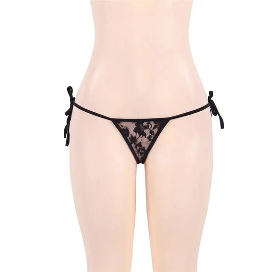Women’s Tie-Side Floral Lace Thong – Elegant Minimalist Designer Intimate Bottomwear