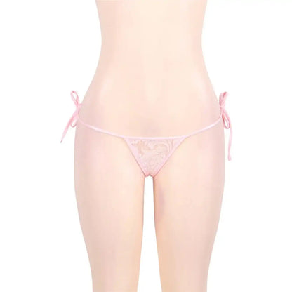 Women’s Tie-Side Floral Lace Thong – Elegant Minimalist Designer Intimate Bottomwear