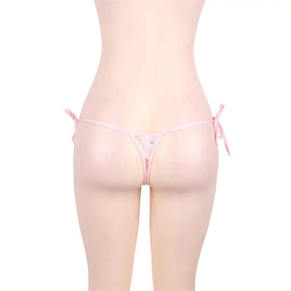 Women’s Tie-Side Floral Lace Thong – Elegant Minimalist Designer Intimate Bottomwear