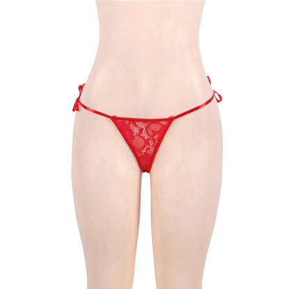 Women’s Tie-Side Floral Lace Thong – Elegant Minimalist Designer Intimate Bottomwear