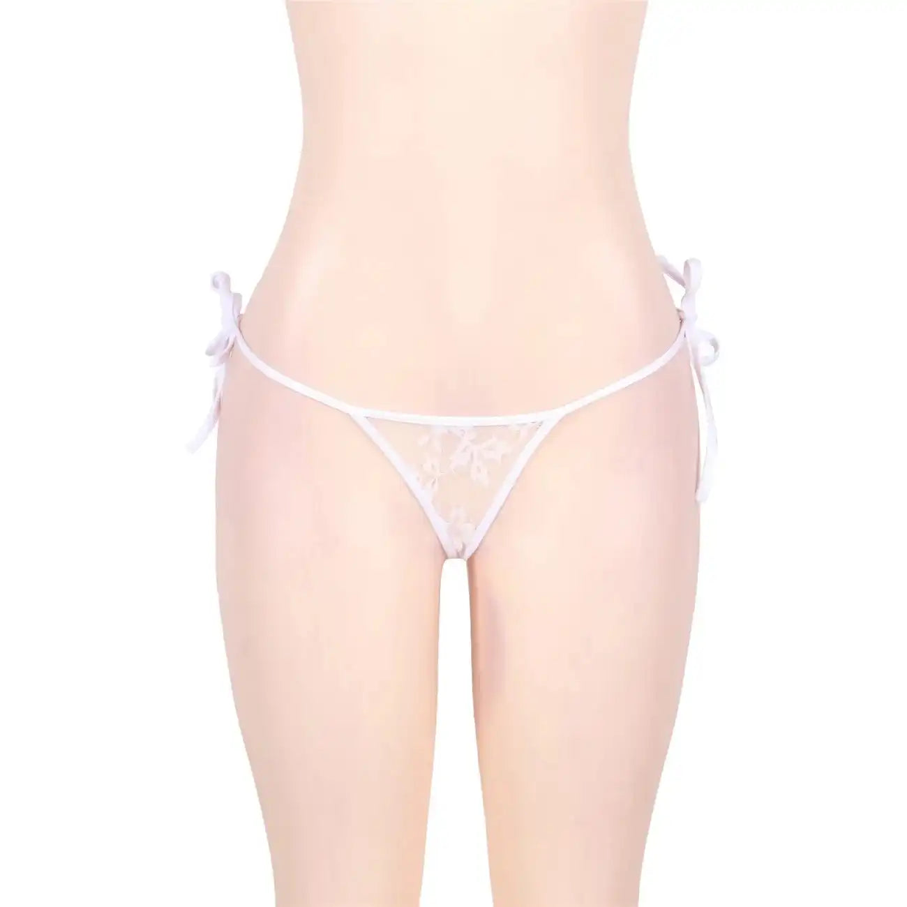 Women’s Tie-Side Floral Lace Thong – Elegant Minimalist Designer Intimate Bottomwear