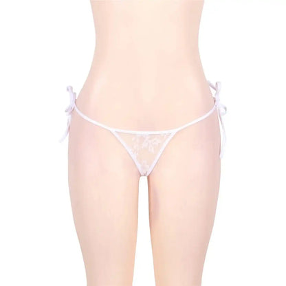 Women’s Tie-Side Floral Lace Thong – Elegant Minimalist Designer Intimate Bottomwear