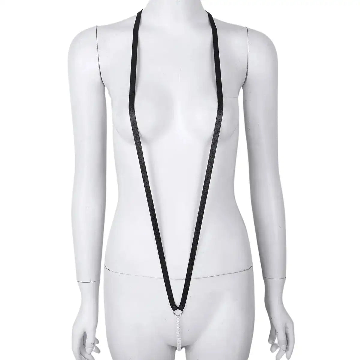 Women’s Minimalist Body Strap Harness – Adjustable Elastic Lingerie Accessory with Pearl Detail