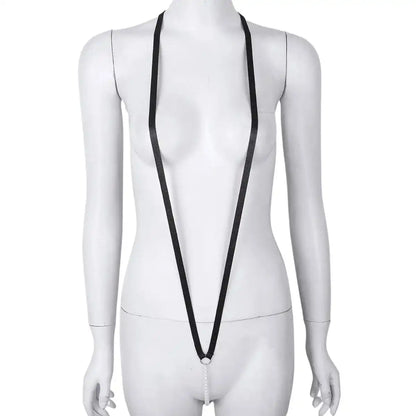 Women’s Minimalist Body Strap Harness – Adjustable Elastic Lingerie Accessory with Pearl Detail