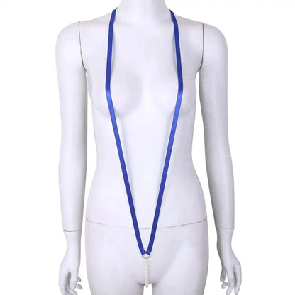 Women’s Minimalist Body Strap Harness – Adjustable Elastic Lingerie Accessory with Pearl Detail