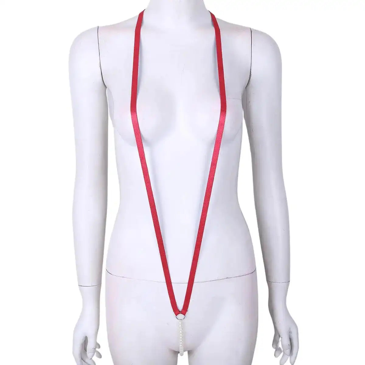 Women’s Minimalist Body Strap Harness – Adjustable Elastic Lingerie Accessory with Pearl Detail