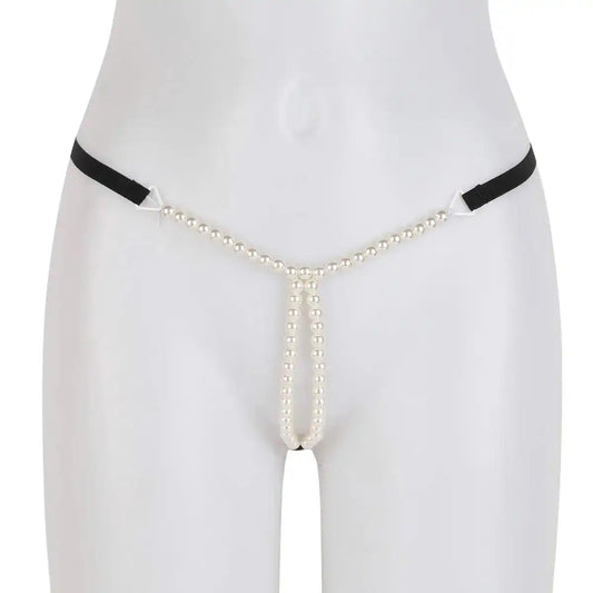 Women’s Pearl Chain Minimalist Thong – Adjustable Designer Intimate Bottomwear