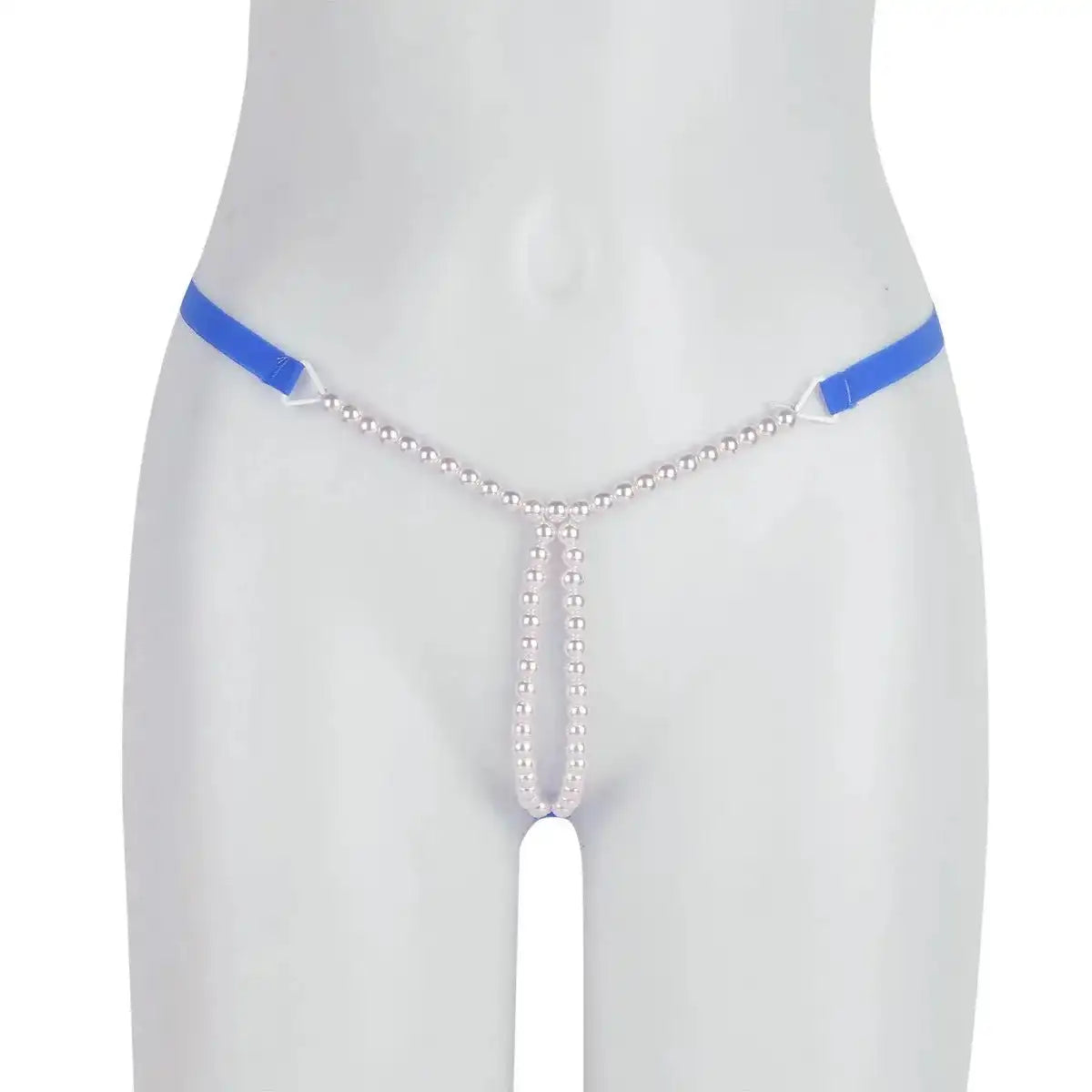Women’s Pearl Chain Minimalist Thong – Adjustable Designer Intimate Bottomwear