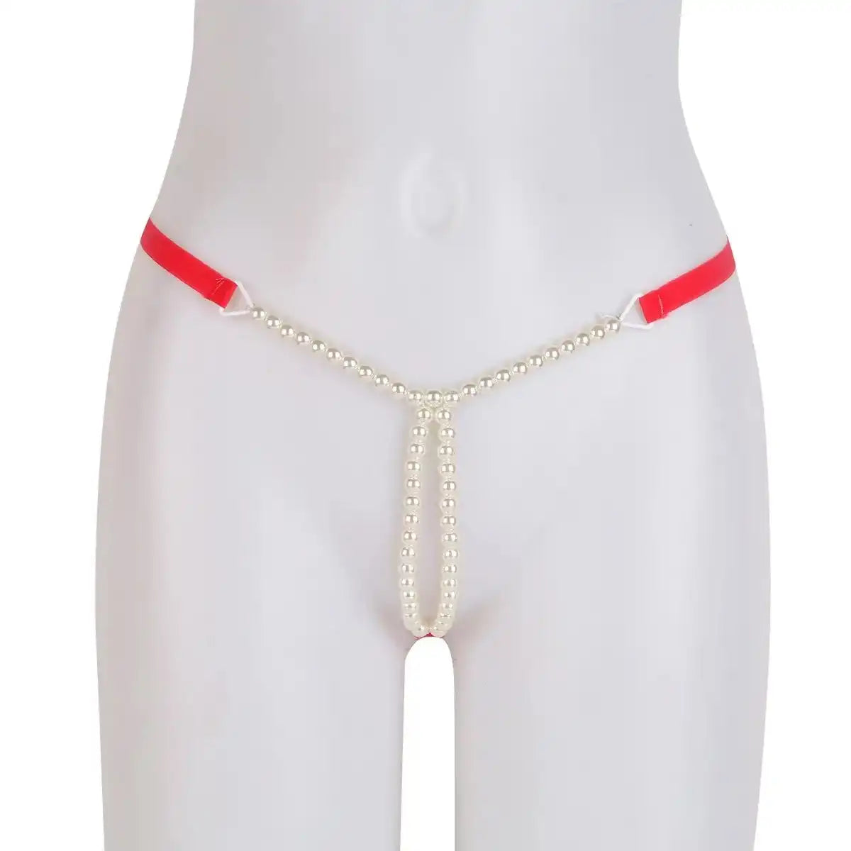 Women’s Pearl Chain Minimalist Thong – Adjustable Designer Intimate Bottomwear