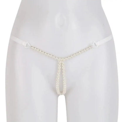 Women’s Pearl Chain Minimalist Thong – Adjustable Designer Intimate Bottomwear