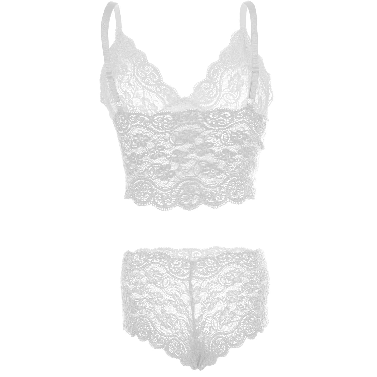 Women's Lace White Bra and Panty Lingerie Set