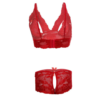 Women Lace Lingerie Set Deep Neck Bralette and Boyshort Panty Set Soft Stretch Designer Nightwear for Women