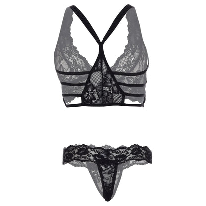 Women’s Floral Lace Bralette & Matching Panty Set – Elegant Two-Piece Lingerie Ensemble with Scalloped Embroidery Detail