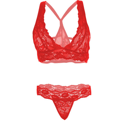 Women’s Floral Lace Bralette & Matching Panty Set – Elegant Two-Piece Lingerie Ensemble with Scalloped Embroidery Detail