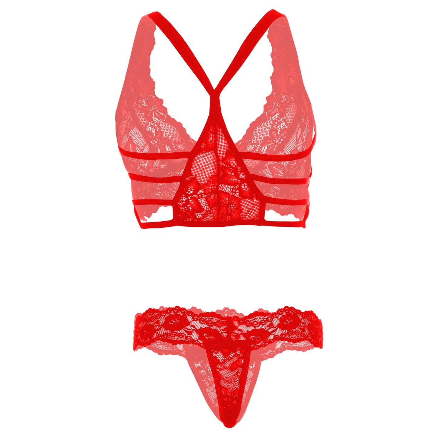 Women’s Floral Lace Bralette & Matching Panty Set – Elegant Two-Piece Lingerie Ensemble with Scalloped Embroidery Detail