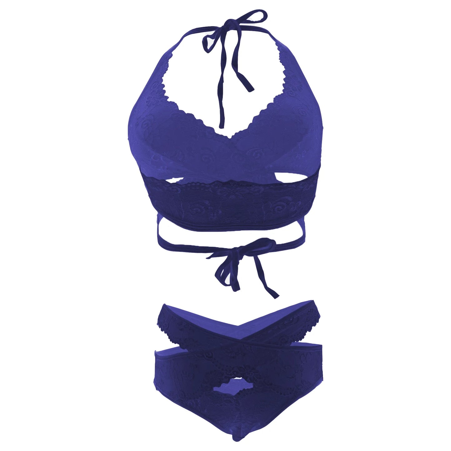 Women Lace Lingerie Set Halter Neck Bralette and High Waist Panty Set Soft Stretch Designer Nightwear for Women