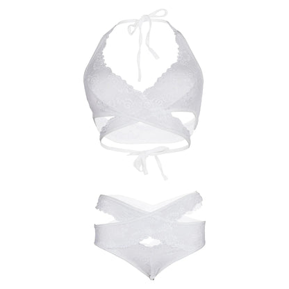 Women Lace Lingerie Set Halter Neck Bralette and High Waist Panty Set Soft Stretch Designer Nightwear for Women
