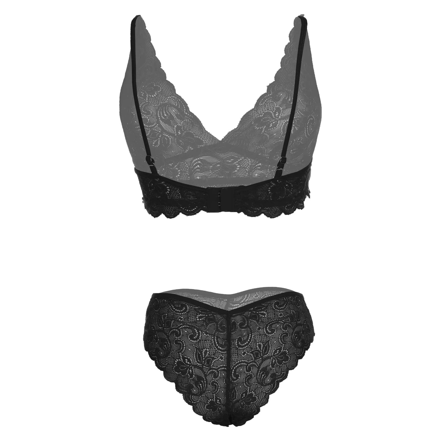 Women Lace Lingerie Set V Neck Bralette and Bikini Panty Set Soft Stretch Designer Innerwear for Women