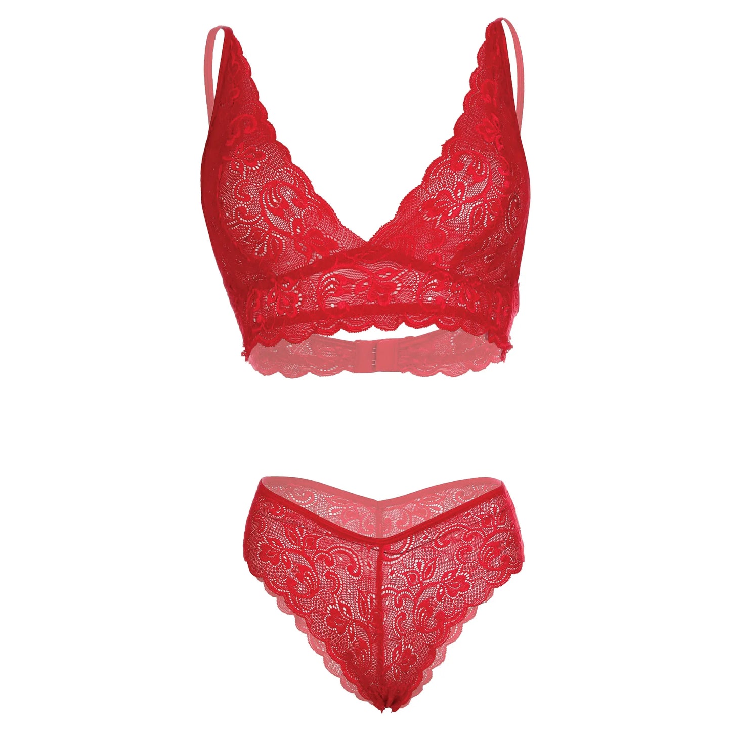 Women Lace Lingerie Set V Neck Bralette and Bikini Panty Set Soft Stretch Designer Innerwear for Women