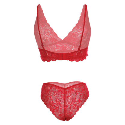 Women Lace Lingerie Set V Neck Bralette and Bikini Panty Set Soft Stretch Designer Innerwear for Women