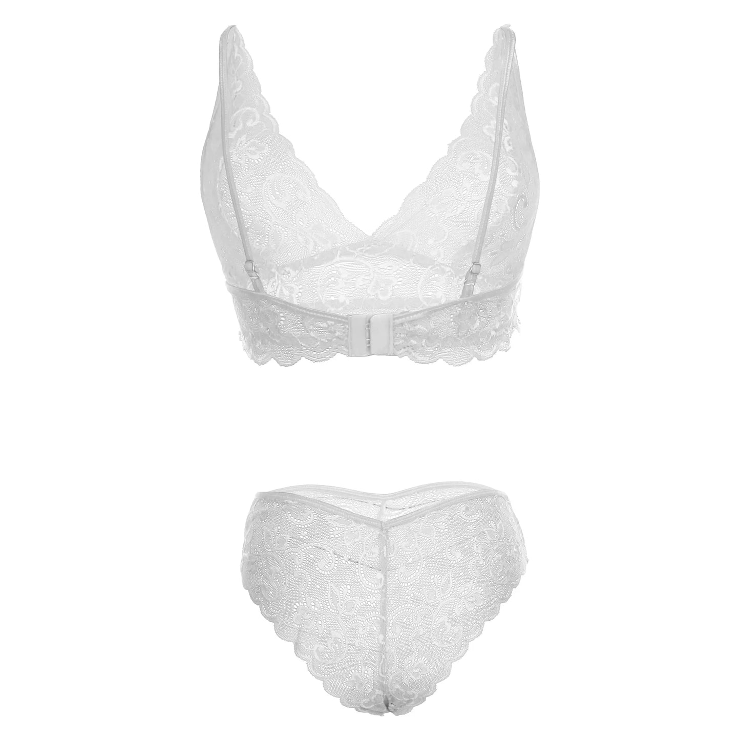 Women Lace Lingerie Set V Neck Bralette and Bikini Panty Set Soft Stretch Designer Innerwear for Women