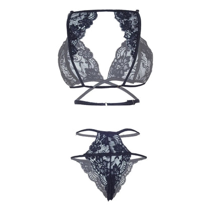 Women Lace Lingerie Set Triangle Bralette and Strap Thong Panty Set Soft Stretch Designer Innerwear for Women