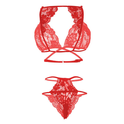 Women Lace Lingerie Set Triangle Bralette and Strap Thong Panty Set Soft Stretch Designer Innerwear for Women