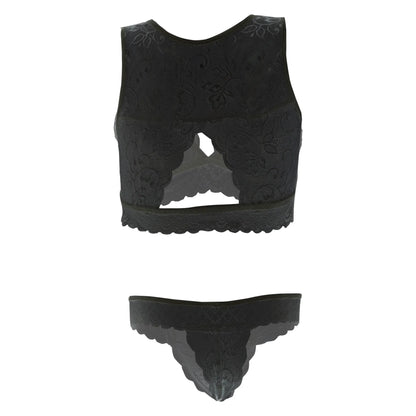 Women Lace Lingerie Set High Neck Bralette and Bikini Panty Set Soft Stretch Designer Innerwear for Women