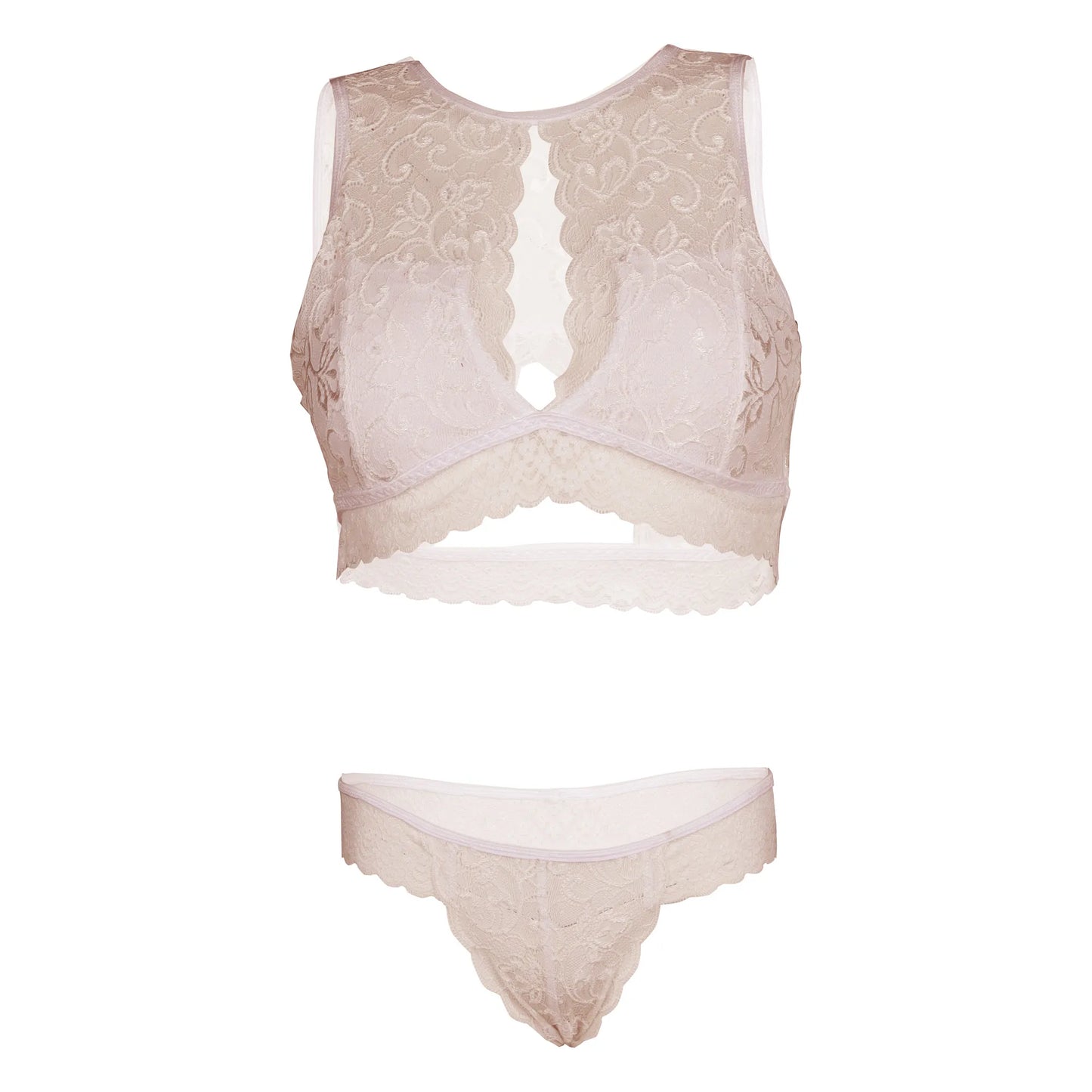 Women Lace Lingerie Set High Neck Bralette and Bikini Panty Set Soft Stretch Designer Innerwear for Women