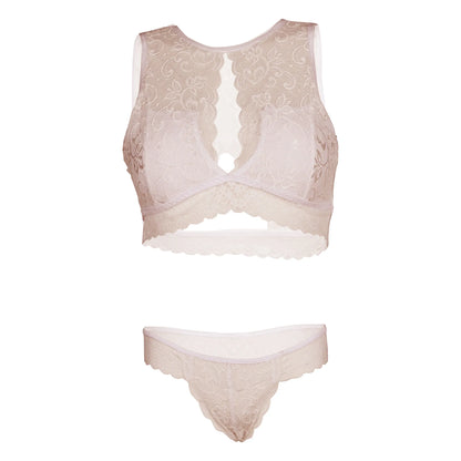 Women Lace Lingerie Set High Neck Bralette and Bikini Panty Set Soft Stretch Designer Innerwear for Women