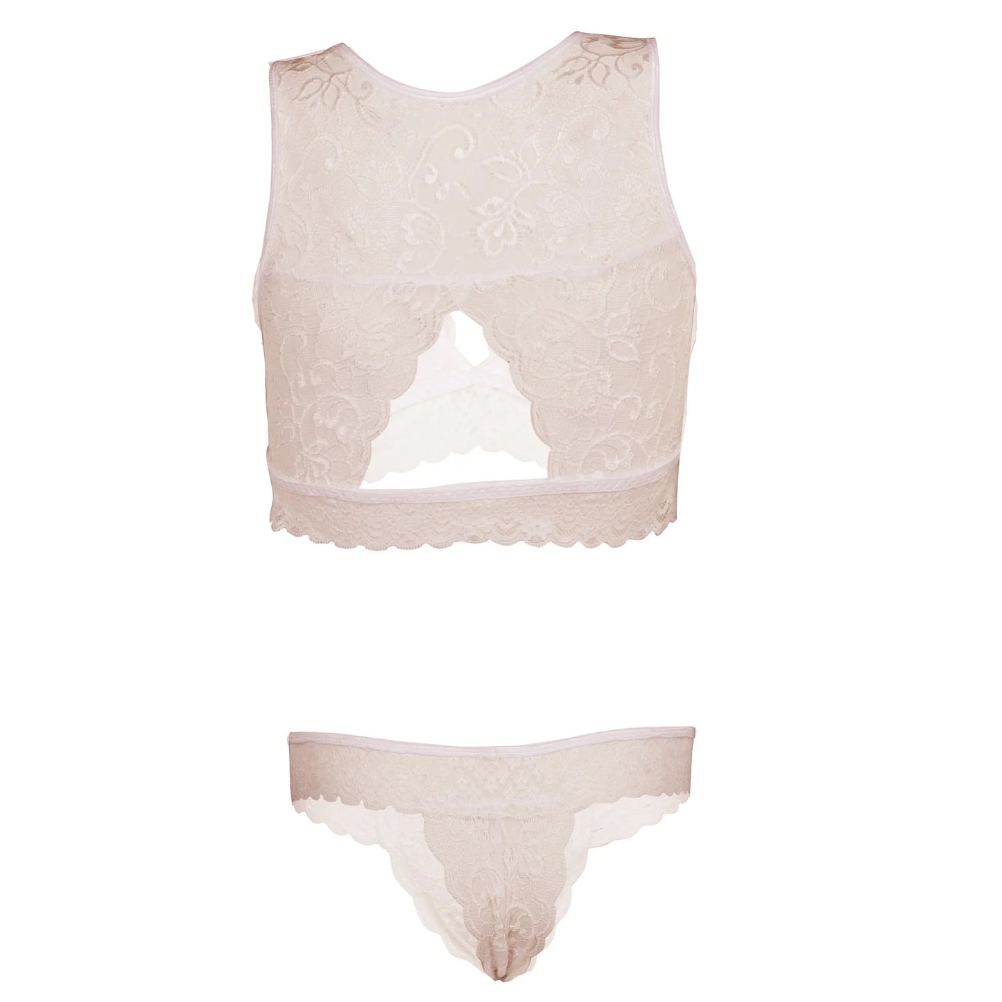Women Lace Lingerie Set High Neck Bralette and Bikini Panty Set Soft Stretch Designer Innerwear for Women