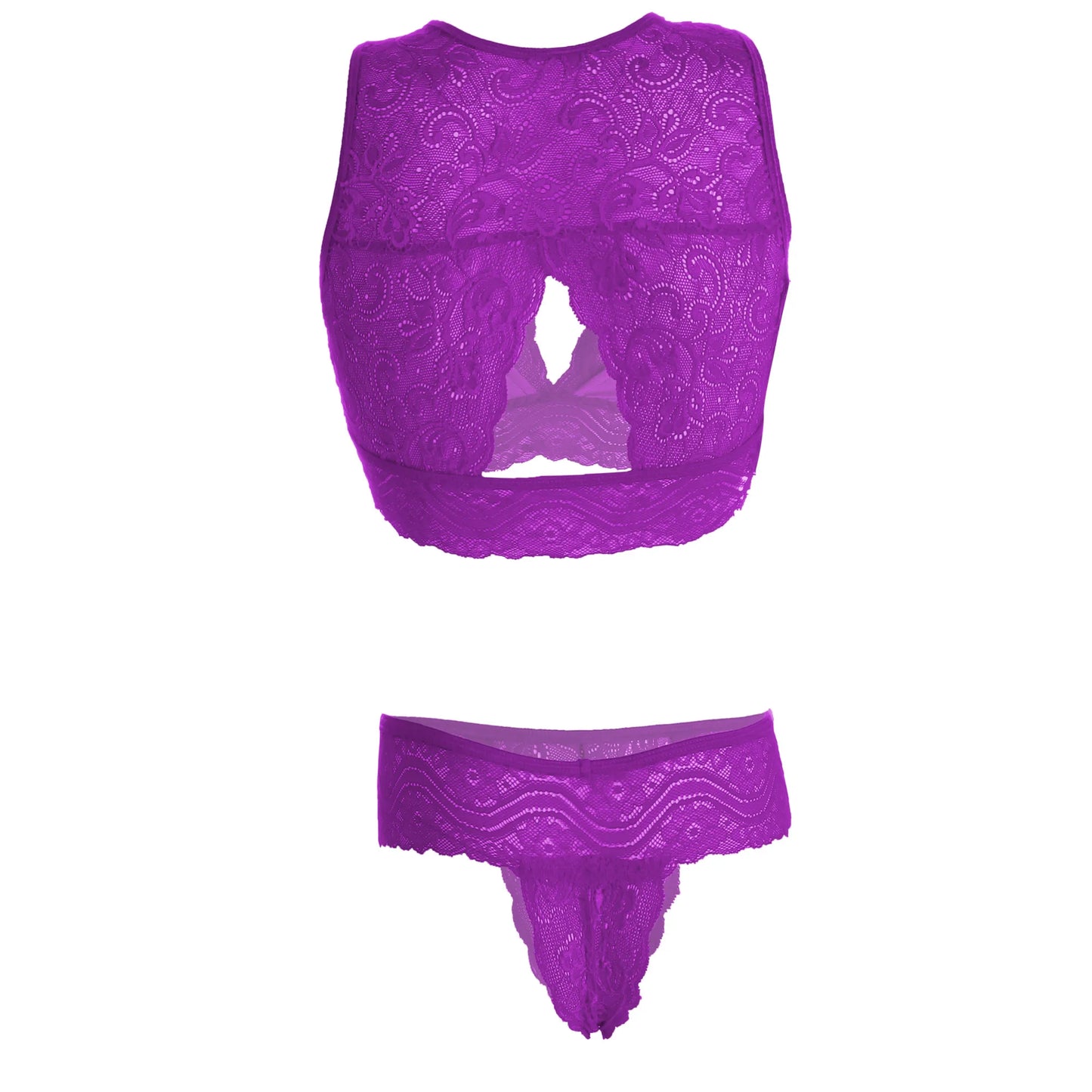 Women Lace Lingerie Set High Neck Bralette and Bikini Panty Set Soft Stretch Designer Innerwear for Women