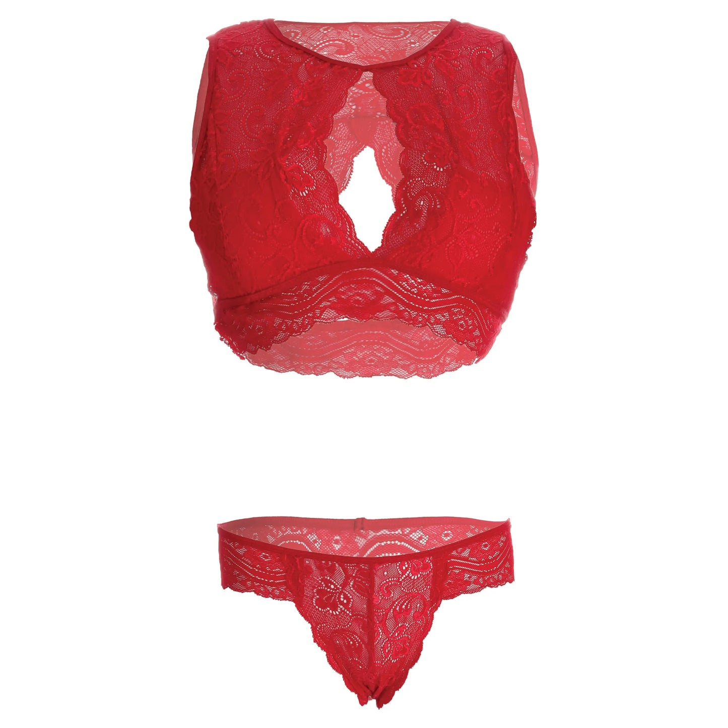 Women Lace Lingerie Set High Neck Bralette and Bikini Panty Set Soft Stretch Designer Innerwear for Women