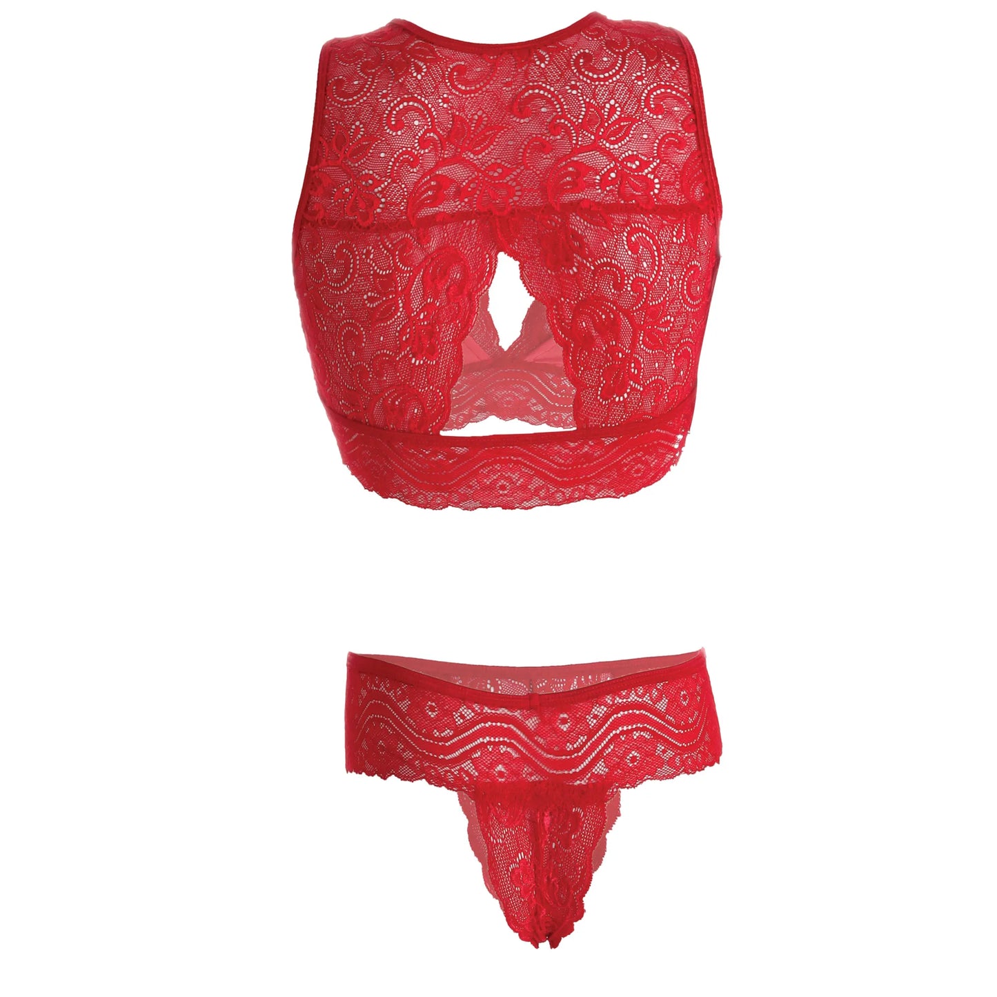 Women Lace Lingerie Set High Neck Bralette and Bikini Panty Set Soft Stretch Designer Innerwear for Women