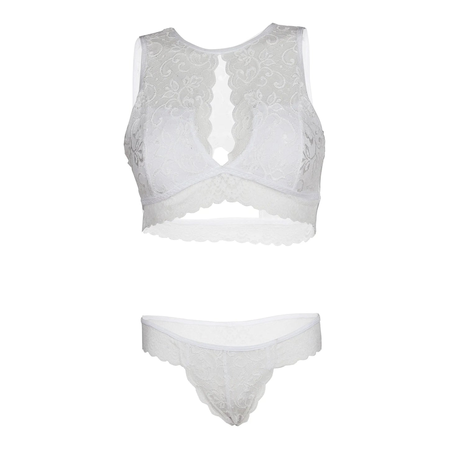 Women Lace Lingerie Set High Neck Bralette and Bikini Panty Set Soft Stretch Designer Innerwear for Women