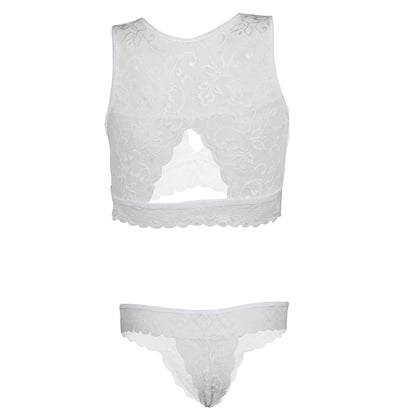 Women Lace Lingerie Set High Neck Bralette and Bikini Panty Set Soft Stretch Designer Innerwear for Women
