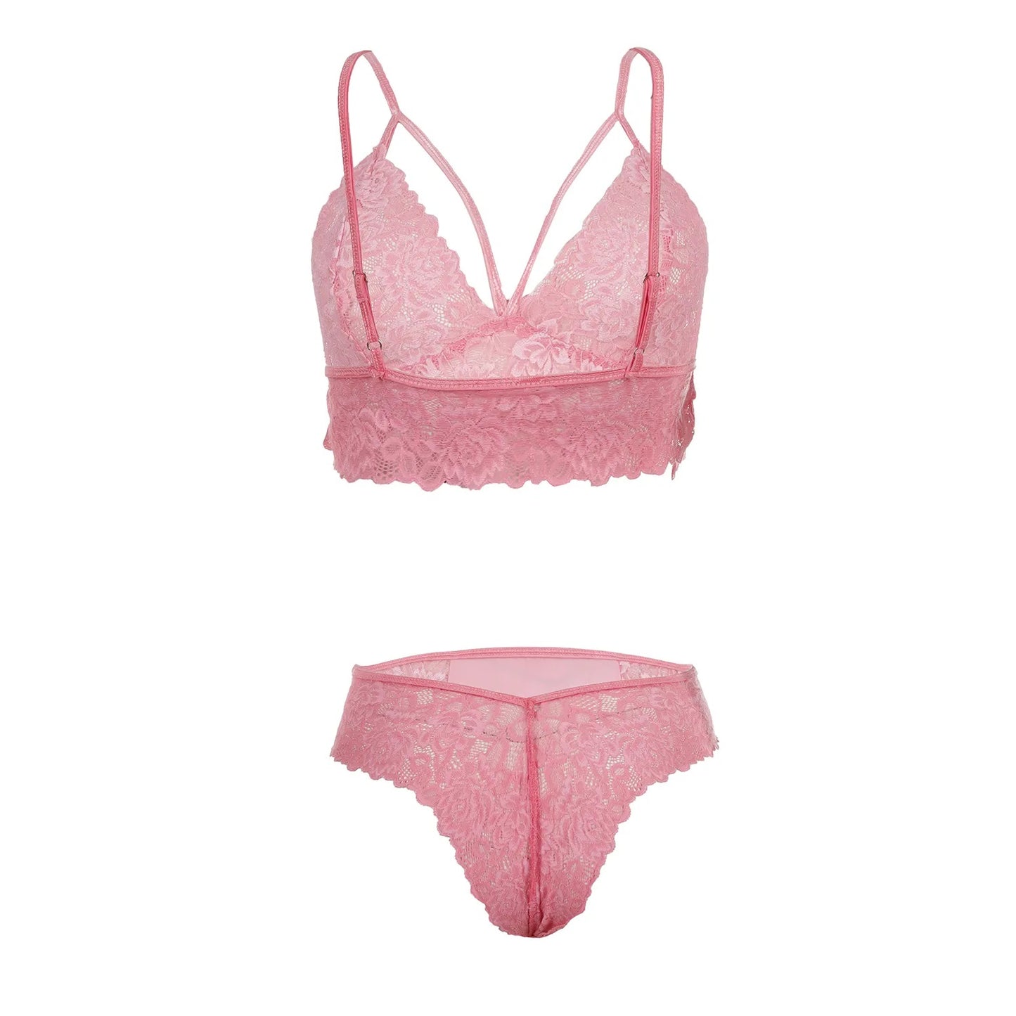Women Lace Lingerie Set Strappy Bralette and Bikini Panty Set Soft Stretch Designer Innerwear for Women